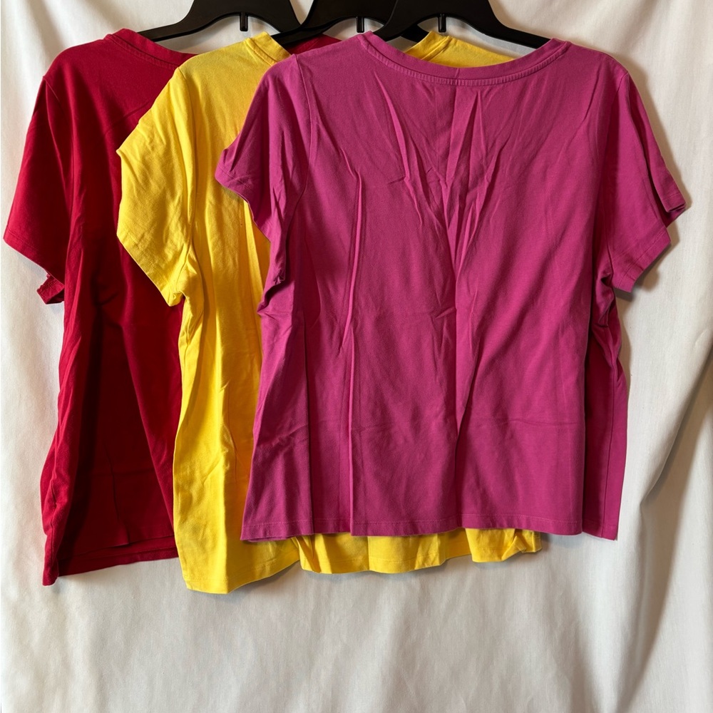Sonoma 2X Women's Short Sleeve Tee Trio - Red, Yellow, Pink - Picture 5 of 5